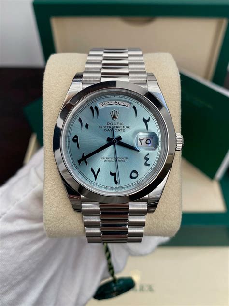 rolex day date 40 arabic dial replica|rolex watch with arabic numbers.